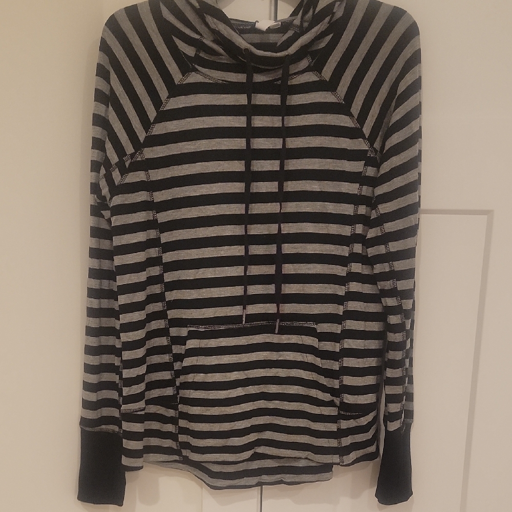 Cable & Gauge Black and Gray Striped Hoodie